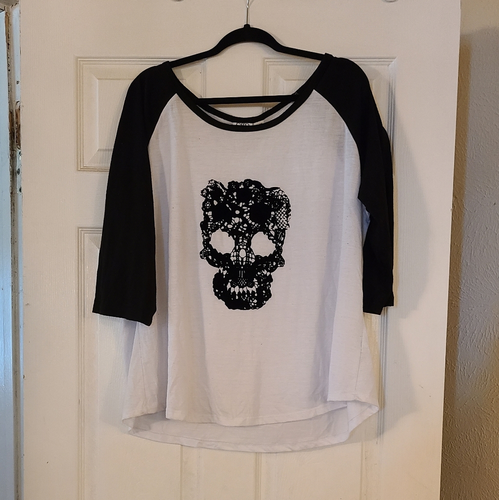 Velvet Skull Baseball Tee